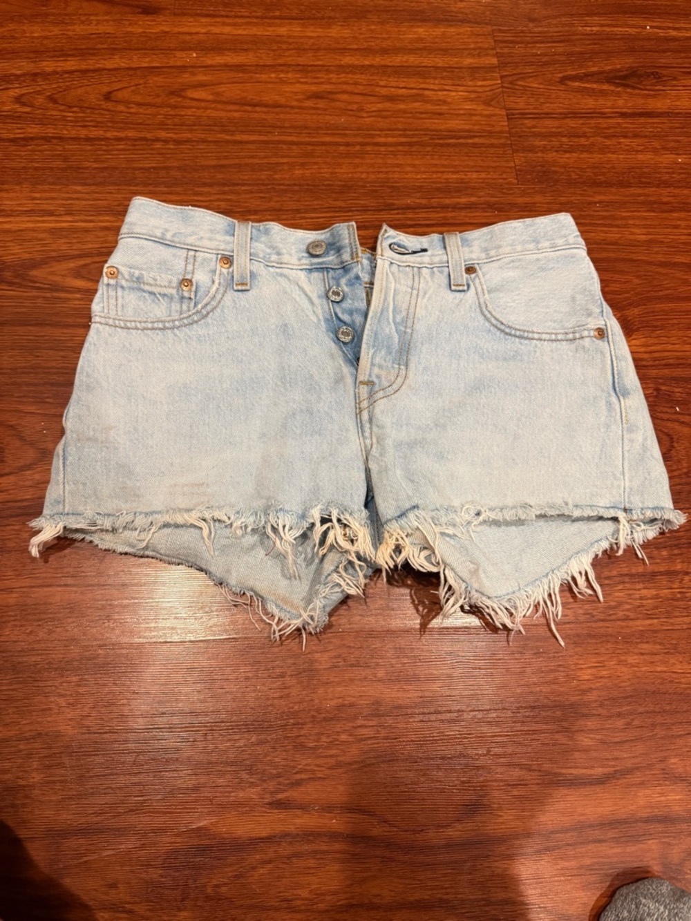 Levi's Light Blue Distressed Cutoff Denim Shorts